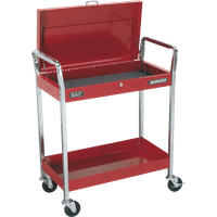 Sealey Heavy Duty 2 Shelf Trolley with Lockable Top Red