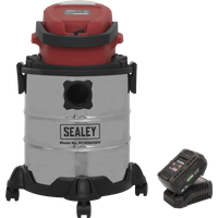 Sealey PC20VCOMBO Cordless 20v Vacuum Cleaner 20L 1 x 4ah Li-ion Charger No Case