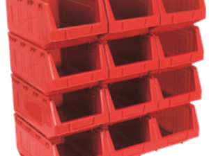 Sealey Plastic Storage Bin 209 x 356 x 164mm RED Pack of 12