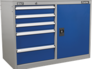 Sealey Premier Industrial Cabinet and Locker 5 Drawer Blue / Grey