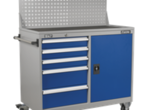 Sealey Premier Industrial Mobile Workstation 5 Drawer Blue / Grey