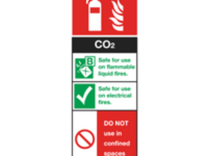 Sealey Rigid Plastic CO2 Fire Extinguisher Sign Pack of 10 75mm 210mm Standard