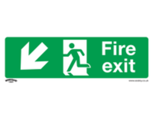 Sealey Rigid Plastic Fire Exit Arrow Down Left Sign 300mm 100mm Standard