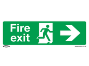 Sealey Rigid Plastic Fire Exit Arrow Right Sign Pack of 10 300mm 100mm Standard