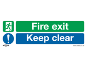 Sealey Rigid Plastic Fire Exit Keep Clear Sign 300mm 100mm Standard