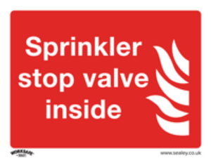 Sealey Rigid Plastic Sprinkler Stop Valve Sign Pack of 10 200mm 150mm Standard