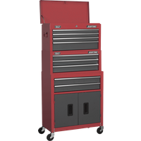Sealey Roller Cabinet, Mid Chest and Top Chest Combination Red