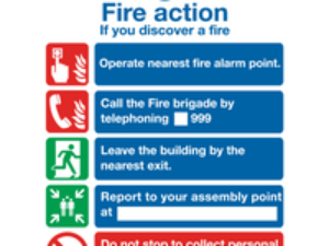 Sealey Self Adhesive Vinyl Fire Action Without Lift Sign 200mm 250mm Standard