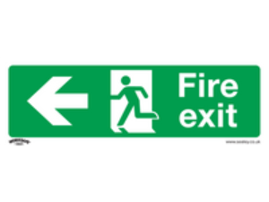 Sealey Self Adhesive Vinyl Fire Exit Arrow Left Sign 300mm 100mm Standard