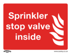 Sealey Self Adhesive Vinyl Sprinkler Stop Valve Sign Pack of 10 200mm 150mm Standard