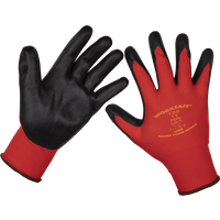 Sealey Worksafe Flexi Grip Nitrile Foam Palm Gloves Red / Black L Pack of 120