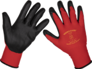 Sealey Worksafe Flexi Grip Nitrile Foam Palm Gloves Red / Black XL Pack of 6