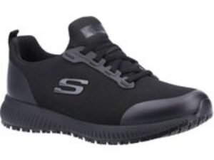 Skechers Squad Womens Wide Fit Slip Resistant Work Shoes Black Size 3