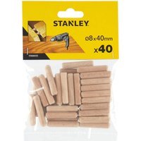 Stanley Round Wooden Dowels 8mm 40mm Pack of 40