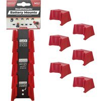 Stealth Mounts 6 Pack Battery Mounts for Milwaukee 12V M12 Batteries Red