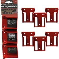 Stealth Mounts 6 Pack Battery Mounts for Milwaukee 18V M18 Batteries Red