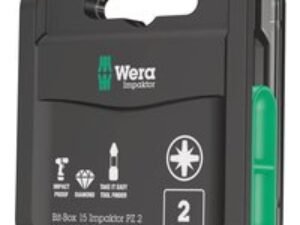 Wera Bit-Box Pozi Impaktor Screwdriver Bits PZ2 25mm Pack of 15